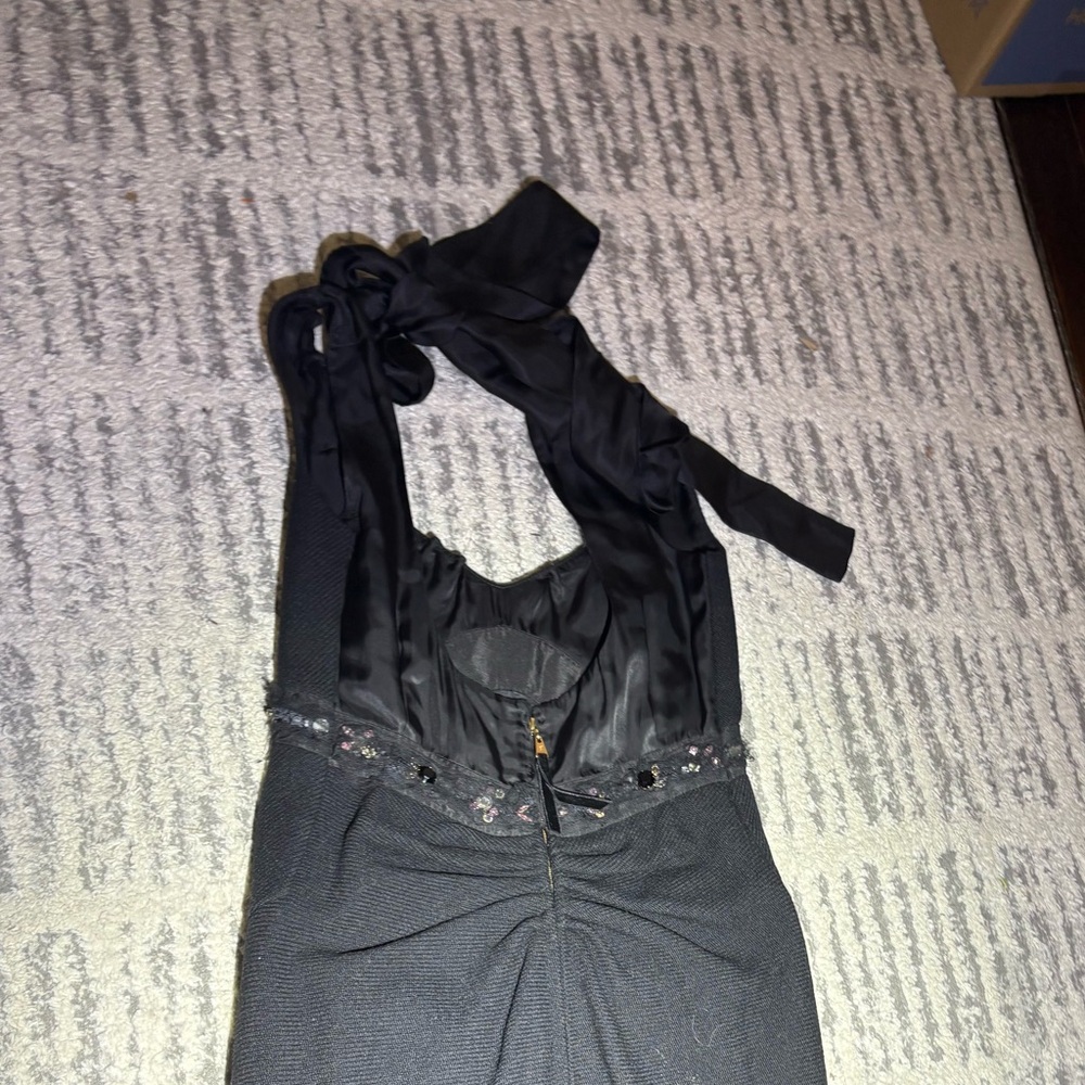 Vintage Louis Vuitton black beaded jewel midi evening dress sexy size 4-6 - Picture 8 of 11
